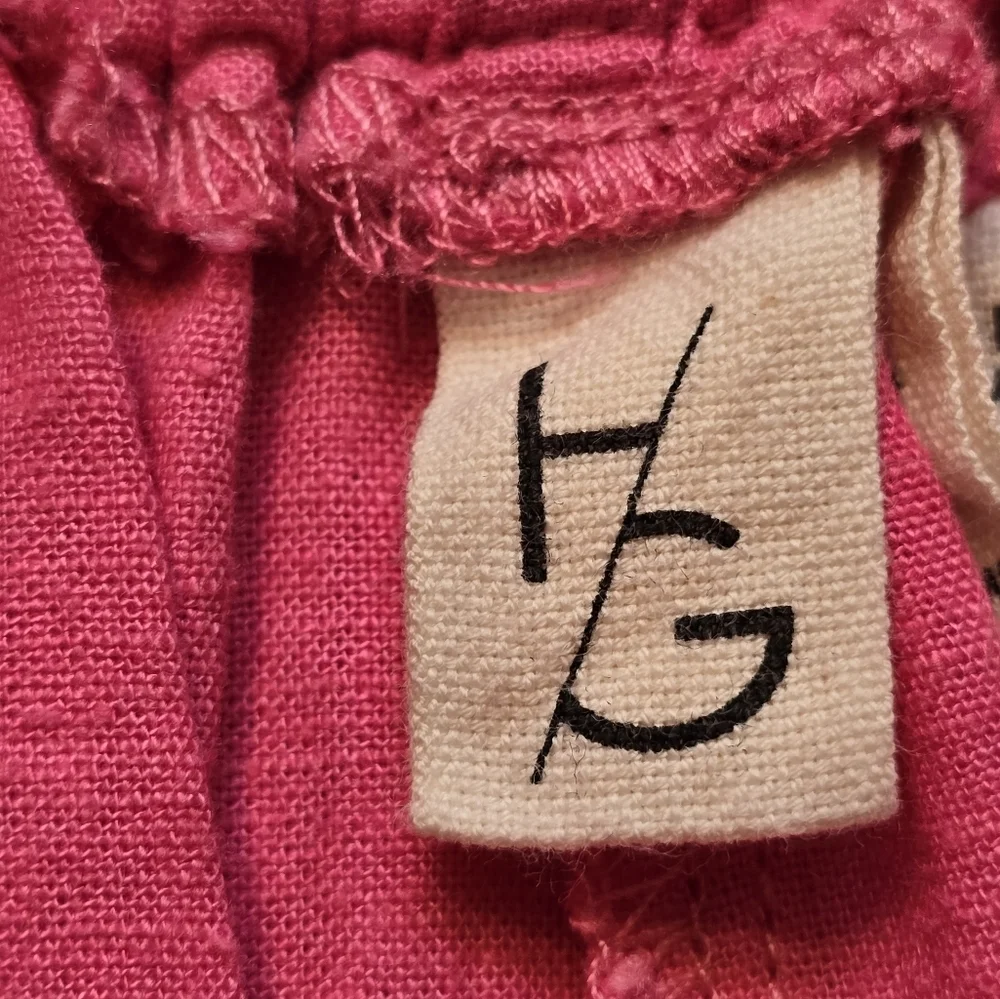 H/G Linen Blend Split Front Leg Pink Beach Pants Size Medium